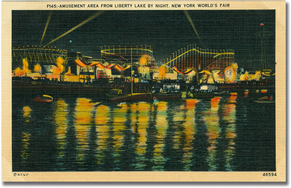 Amusement Area from Liberty Lake by Night