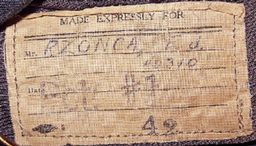 label from inside the World's Fair Police uniform jacket