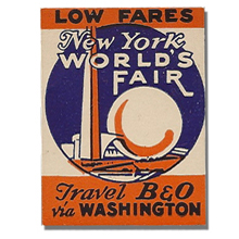 B and O railroad via Washington - world's Fair Sticker