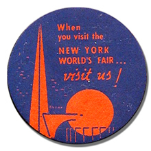 Blue and orange visit 1939 New York World's Fair sticker