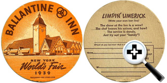 Ballentine Coaster - front and back - 1939 NY World's Fair